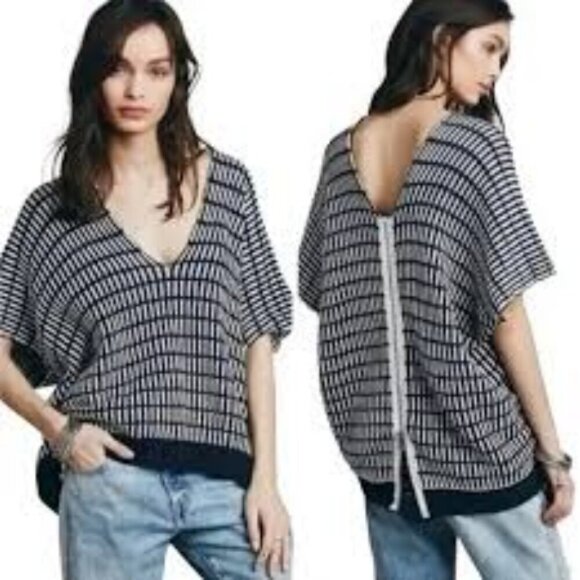 Free People Something Special Oversized Boxy Fit‎ Sweater Functional Zip Back XS - Picture 11 of 11